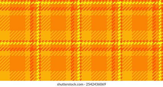 Vetor de fundo de tartan dos anos 1960, padrão de verificação têxtil de desgaste. 1970 tecido de textura xadrez sem costura na paleta de cores brilhantes.