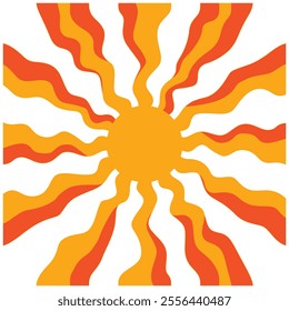 1960s-1970s Groovy Sunburst Vector Background – Horizontal Retro Design for Trendy Prints