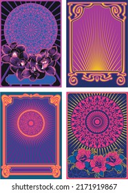 1960s-1970s Psychedelic Floral Decorative Backgrounds Set