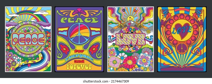 1960s-1970s Style Hippie Pacifist Psychedelic Arts Set