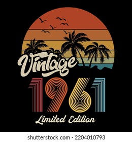 1961 vintage retro t shirt design, vector, black background