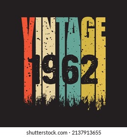 1962 vintage retro t shirt design, vector, black background