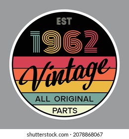 1962 vintage style t shirt design vector