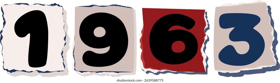 1963 Retro torn paper number Design art