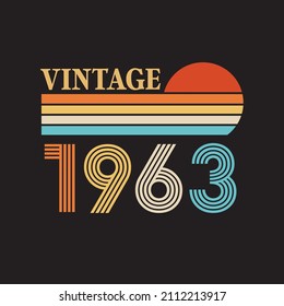 1963vintage retro t shirt design vector  black background