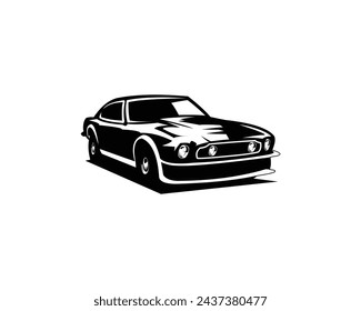 1964 Aston Martin car. vintage car logo silhouette. isolated white background view from side. Best for logo, badge, emblem, icon, sticker design