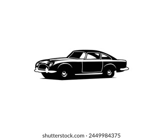 1964 Aston Martin. vintage car logo silhouette. isolated white background view from side. Best for logo, badge, emblem, icon, sticker design