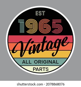 1965 vintage style t shirt design vector svg