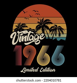 1966 vintage retro t shirt design, vector, black background