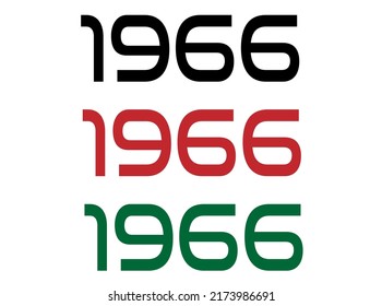 1966 year. Year set for comemoration in black, red and green. Vetor with background white.