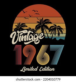 1967 vintage retro t shirt design, vector, black background