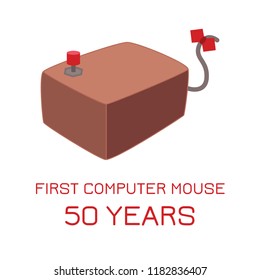 1968 - 50 Years Of Computer Mouse. First Computer Mouse Anniversary Concept. Vector Illustration.