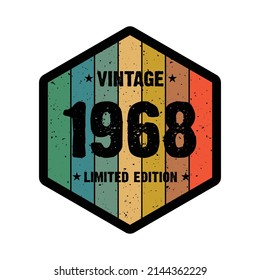 1968 Vintage Retro Limited Edition t shirt Design Vector