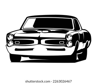 1969 Pontiac GTO Judge isolated white background side view. best for logos, badges, emblems, icons, available in eps 10.