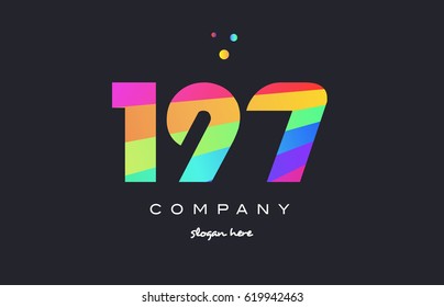 197 creative color green orange blue magenta pink number digit company logo vector icon spectrum