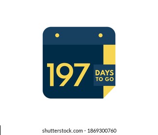 197 days to go calendar icon on white background, 197 days countdown, Countdown left days banner image