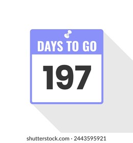 197 Days Left Countdown sales icon. 197 days left to go Promotional banner