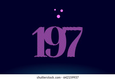 197 number digit logo pink line stripes magenta purple blue font creative text dots company vector icon design