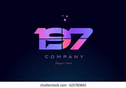 197 pink blue purple number digit numeral dots creative company logo vector icon design template