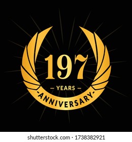 197 years anniversary. Elegant anniversary design. 197th years logo. Vector and illustrations.