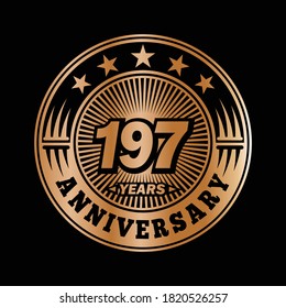 197 años. Diseño del logo del aniversario. Vector e ilustración.
