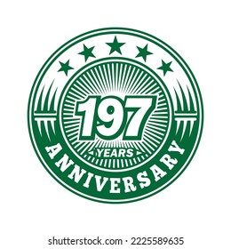 197 years anniversary. Anniversary logo design. Vector and illustration.