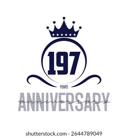 197 anos modelo de design de logotipo. Vetor e ilustração do 197º aniversário.