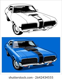Legenda de carro de músculo azul 1970