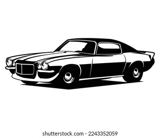  1970 chevy camaro silhouette. isolated white background view from side. Best for badge, emblem, icon, sticker design, car industry. available in eps 10. svg