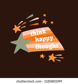 1970 colorful vector clipart illustration one the star. Great things take times. Fun hippie lettering with 1970 groovy retro element. Colorful 1970 vibe