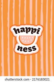 1970 happiness vector vintage retro colorful card design. Graphic T-shirt, Cover, Sticker. Fun hippie lettering with 1970 groovy retro element. Colorful 1970 shine