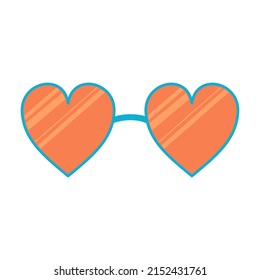 1970 hippie colorful sunglasses vector isolated illustration. Boho style glasses. 1970 vibe element. Peace and love shape sunglasses.