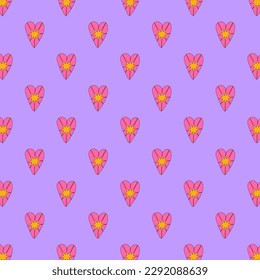 1970 psychedelic seamless pattern. 1970s good vibes hearts ornament. 1960 retro Valentine. Hippie peace and love. Funky and groove card. Trippy art.Hippie wallpaper background poster