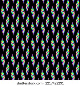 1970 psychedelic trippy feather pattern. Acid rave print for graphic tee in y2k style