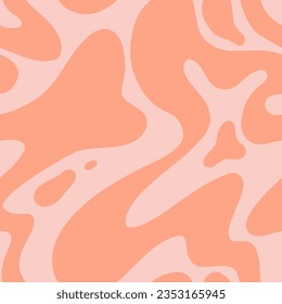 1970 psychedelic trippy y2k seamless pattern with groovy wave. Modern naive Retro 70s trendy background. Minimalist nursery print of psychedelic Orange curvy shapes of natural tones