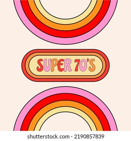 1970 retro hippie trendy card. Super 70s groovy card. Nostalgic retro illustration 1990s vibes