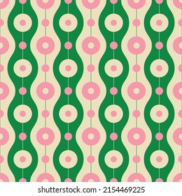 1970 retro seamless pattern. Geometric backdrop design in vintage mid century stile. Groovy vector wallpaper.