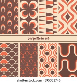 1970 Seamless Pattern Set. Design Wallpaper