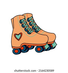 Ilustración del vector de patinaje de patinaje de patinaje de 1970 aislado en fondo blanco
