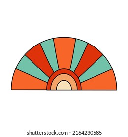 1970 sticker Sun sign  Vector illustration isolated on white background