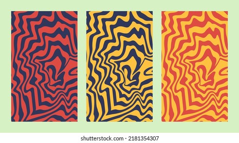 1970 Trippy and Wavy Swirl Pattern. Vintage Psychedelic. Hand-Drawn Vector Illustration. Seventies Style, Groovy Wallpaper, Print. Flat Design, Hippie Aesthetic. Y2K. 70s, 80s, 90s vibes.