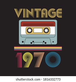 1970 vintage retro vector t shirt design black background 