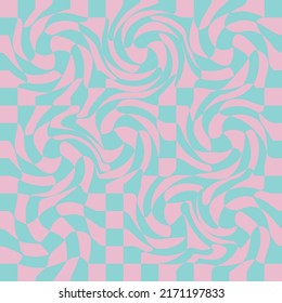 1970 Wavy Swirl Seamless Pattern in Orange and Pink Colors. Seventies Style, Groovy Background, Wallpaper, Print. Flat, Hippie Aesthetic