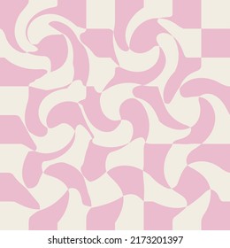 1970 Wavy Swirl Nahtlose Muster in Orange und Rosa Farben. 70er Jahre Stil, hellrosa Hintergrund, Tapete, Print. Flach, Hippie-Ästhetik