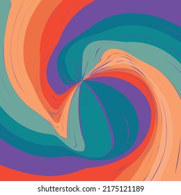 1970 Wavy Swirl Nahtlose Muster in Orange und Rosa Farben. 70er Jahre Stil, hellrosa Hintergrund, Tapete, Print. Flach, Hippie-Ästhetik