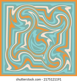 1970 Wavy Swirl Seamless Pattern in Orange and Pink Colors. Seventies Style, Groovy Background, Wallpaper, Print. Flat, Hippie Aesthetic