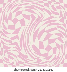 1970 Wavy Swirl Nahtlose Muster in Orange und Rosa Farben. 70er Jahre Stil, hellrosa Hintergrund, Tapete, Print. Flach, Hippie-Ästhetik