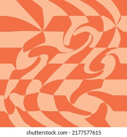 1970 Wavy Swirl Seamless Pattern in Orange and Pink Colors. Seventies Style, Groovy Background, Wallpaper, Print. Flat, Hippie Aesthetic