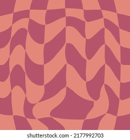 1970 Wavy Swirl Seamless Pattern in Orange and Pink Colors. Seventies Style, Groovy Background, Wallpaper, Print. Flat, Hippie Aesthetic