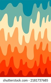 1970 Wavy Swirl Seamless Pattern. Hand-Drawn Vector Illustration. Seventies Style, Groovy Background, Wallpaper, Print. Flat Design, Hippie Aesthetic.